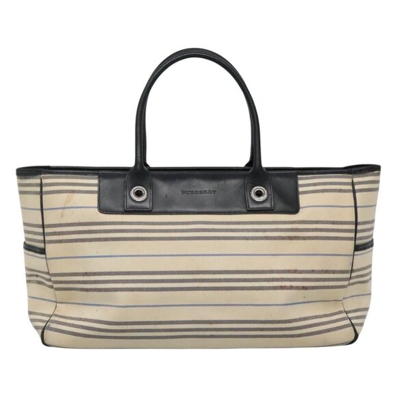 BURBERRY Tote Bag Canvas White Auth - Picture 3 of 16